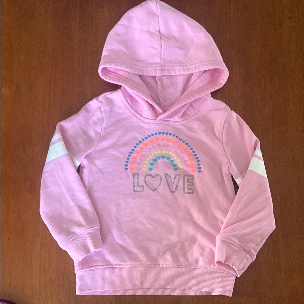 🍊5/$25 OshKosh B'gosh Pink and White Hooded Sweatshirt size 3T